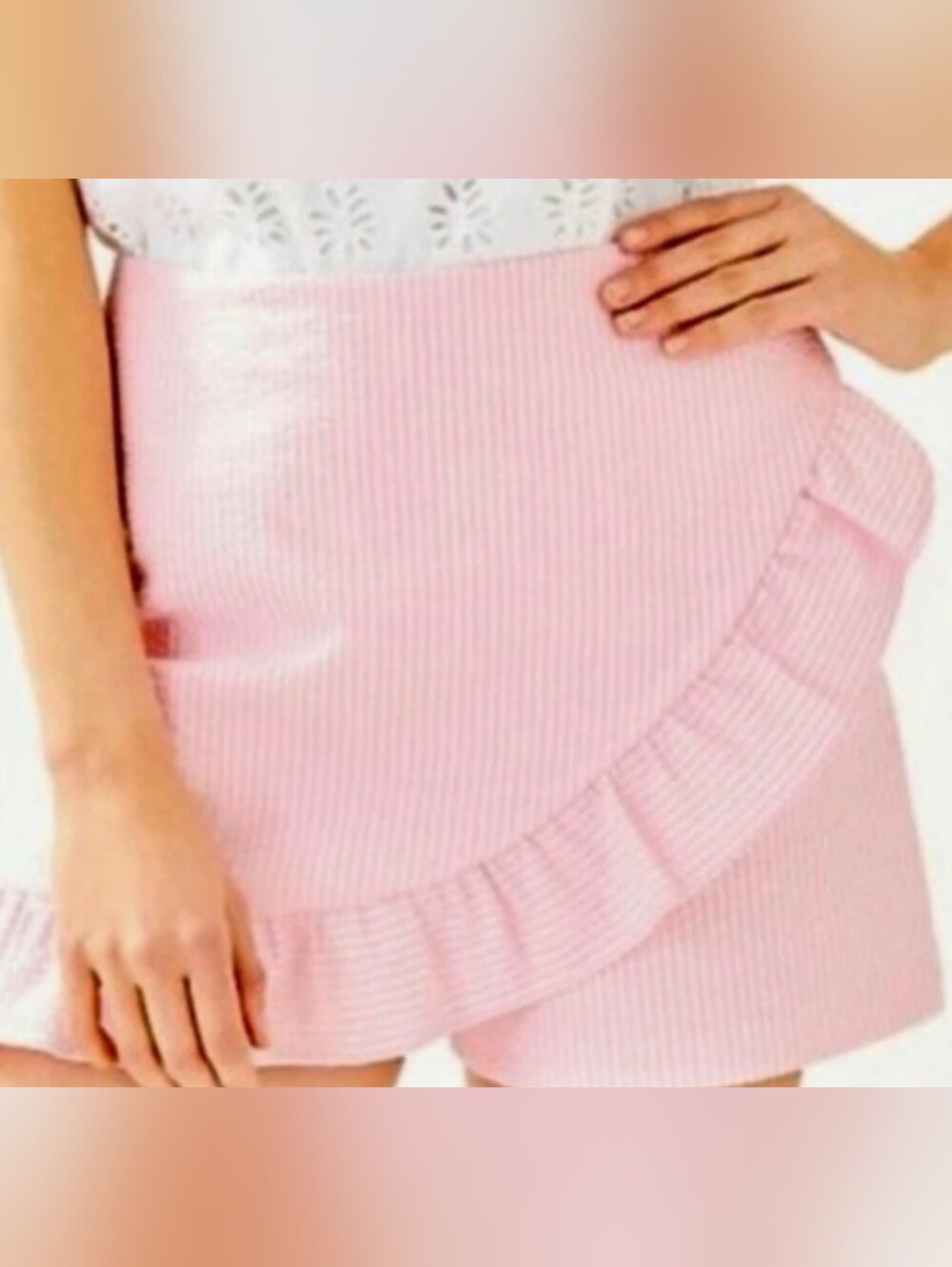 Lilly Pulitzer Neon Pink And White Striped Ruffle Wrap Skort Size 6